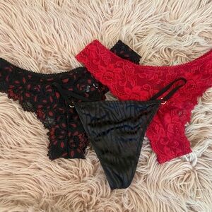Elegant Lace and Satin Intimates Set - Black and Red bundle